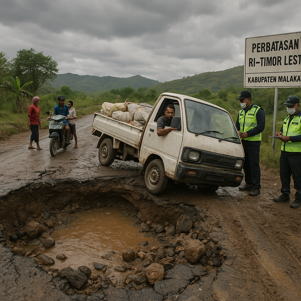 Jalan Perbatasan RI–Timor Leste di Malaka Rusak Parah