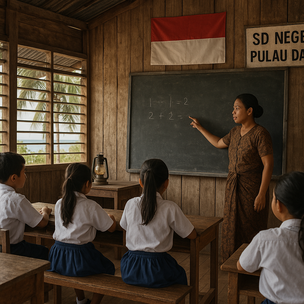 Belajar di Bawah Lambang Merah Putih: Sekolah Dasar di Pulau Dana, Perbatasan Selatan yang Tak Tersentuh Listrik