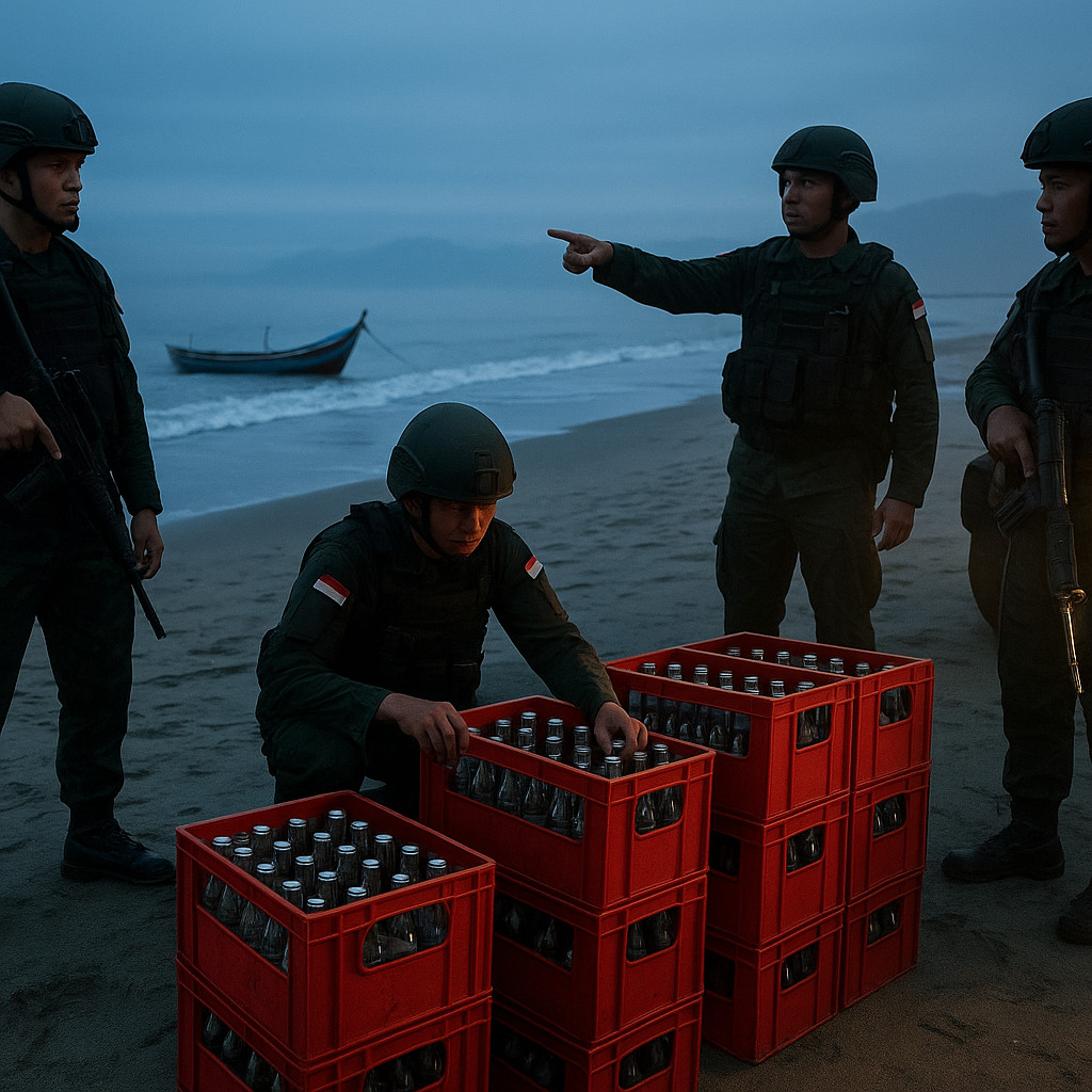 Jalur Laut Motaain Disisir, Yonarmed 12 Kostrad Gagalkan Penyelundupan 50 Krat Minuman di Perbatasan RI–RDTL