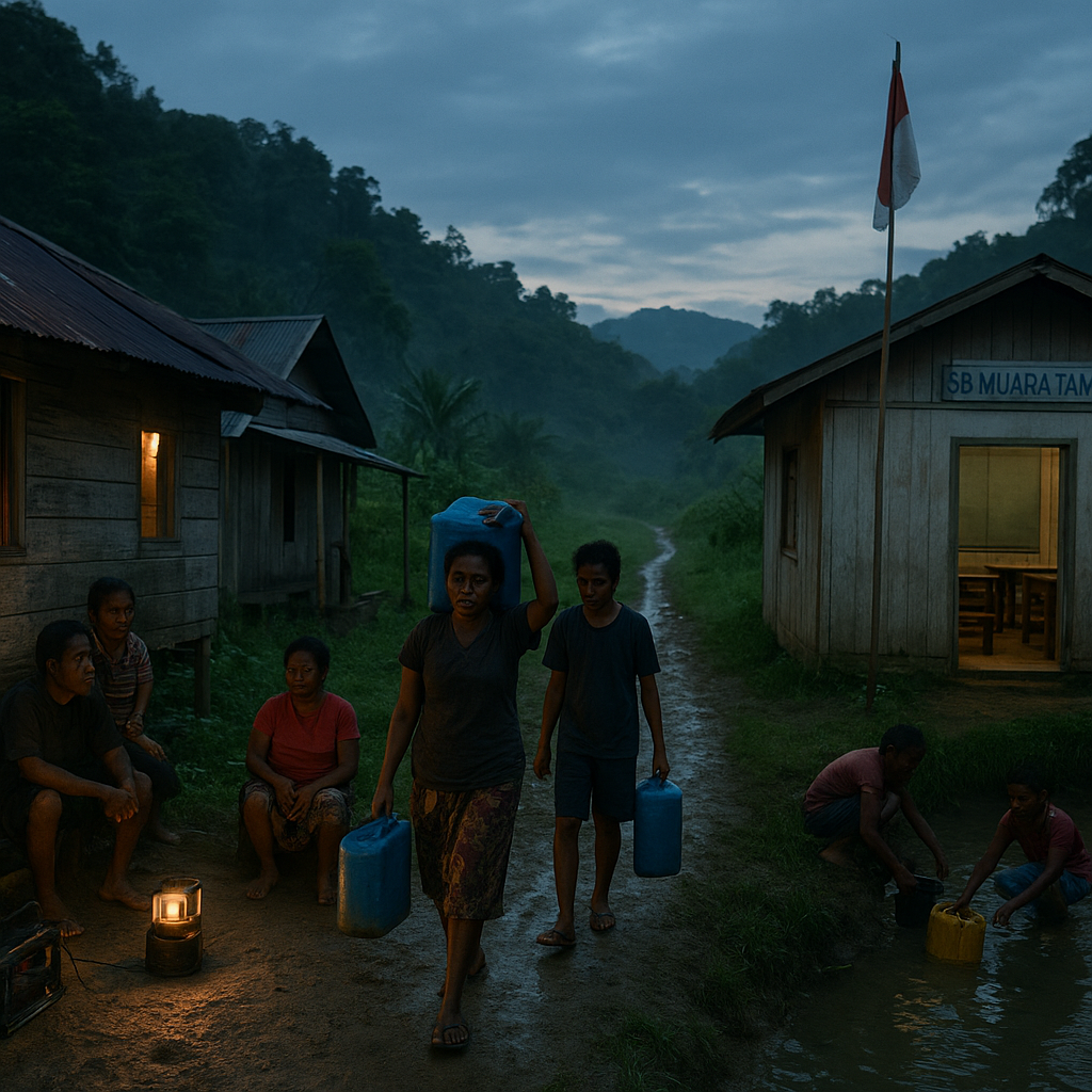 Satu Desa di Perbatasan Papua: Listrik 4 Jam, Sekolah Tanpa Guru, Air dari Sungai