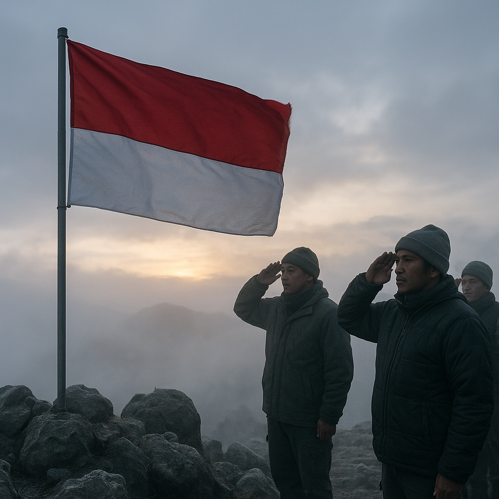Upacara Bendera di Atas Gunung di Perbatasan Timor Leste: Merah Putih di Tengah Kabut
