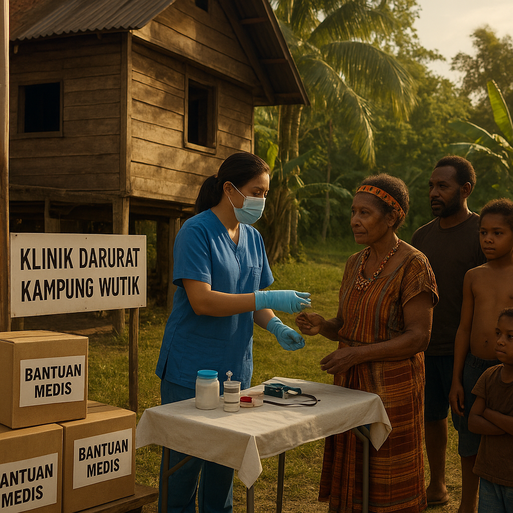 Warga Perbatasan Papua Nugini Menyambut Pengiriman Bantuan Medis