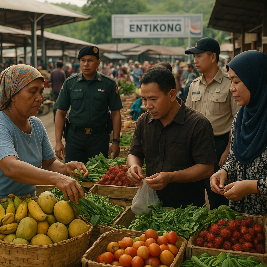 Pasar Lintas Batas Entikong Ramai, Dagangan Saling Silang di Tengah Pengawasan Ketat