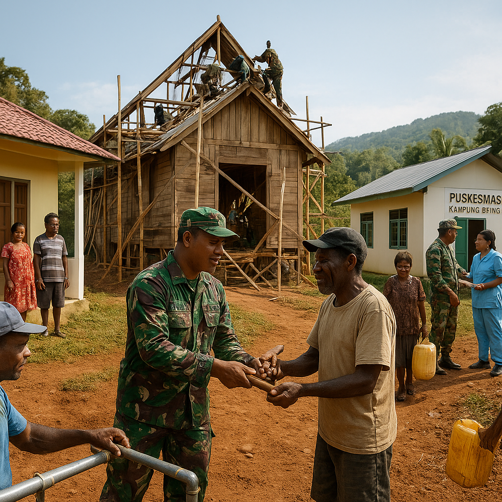 Kodim 1701 Jayapura Bangun Infrastruktur Dasar di Kampung Bring yang Terisolasi