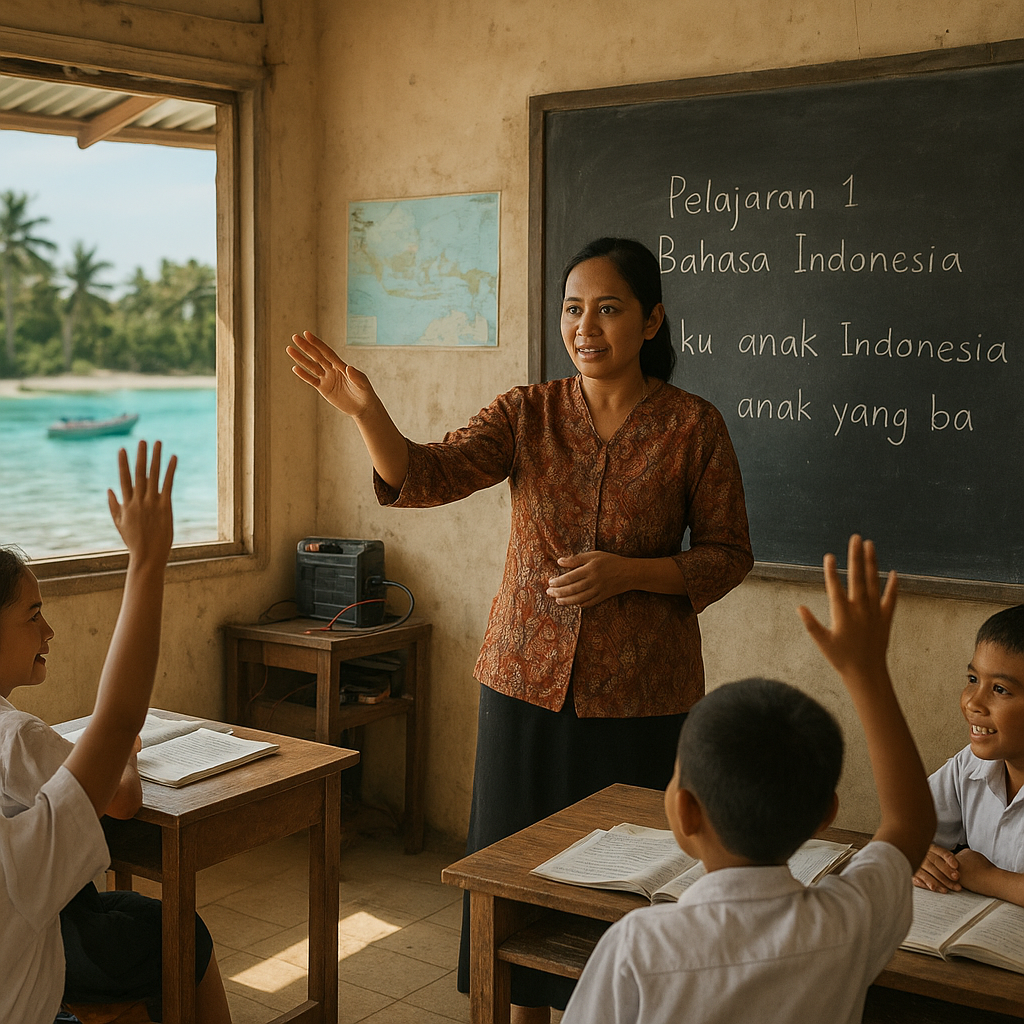 Potret Guru SD di Pulau Terluar Natuna: Mengajar dengan Listrik dari Solar Cell dan Semangat Tak Terpatahkan