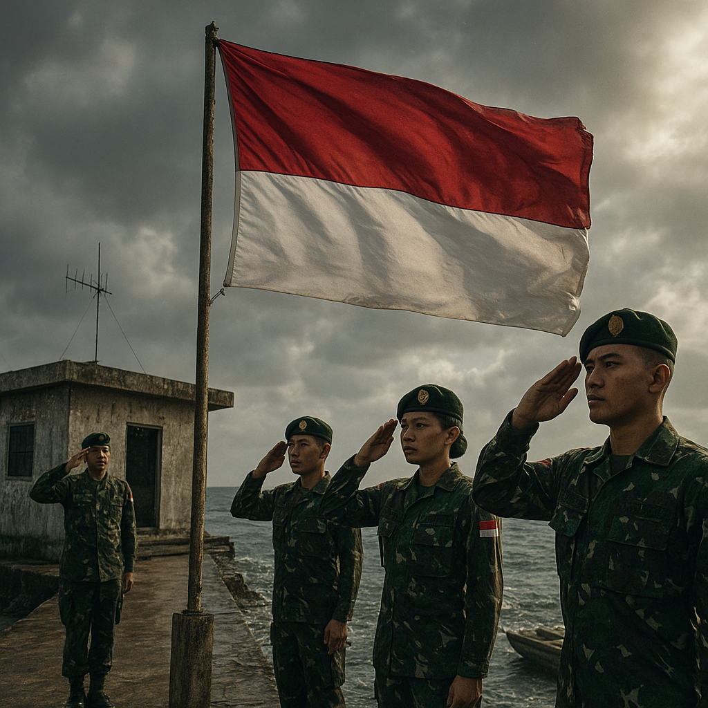 Upacara Bendera di Pos Terluar Pulau Nipa, Riau: Merah Putih Berkibar di Tengah Laut Lepas