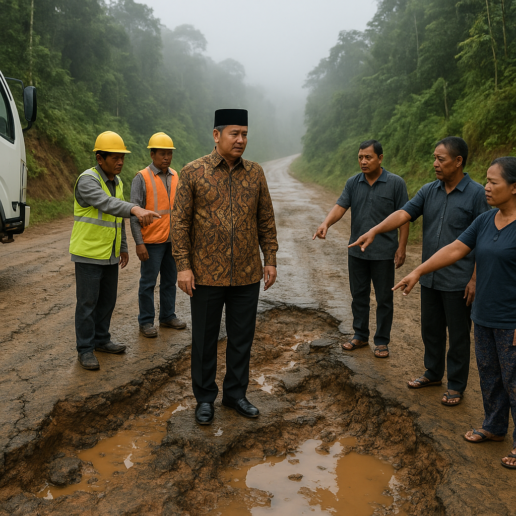 Wagub Kaltara Meninjau Jalan Rusak di Perbatasan Apau Kayan