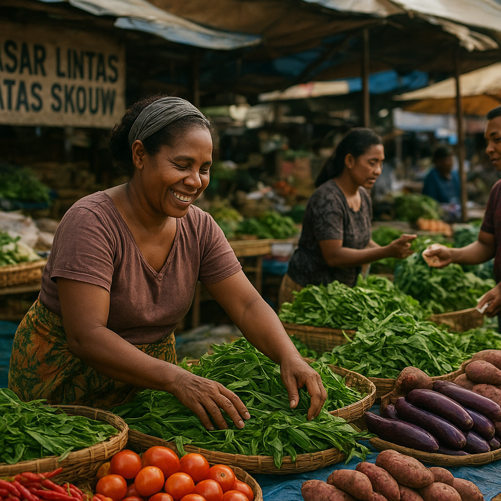 Pasar Lintas Batas Skouw: Di Balik Tumpukan Sayur dan Senyum Pedagang Papua