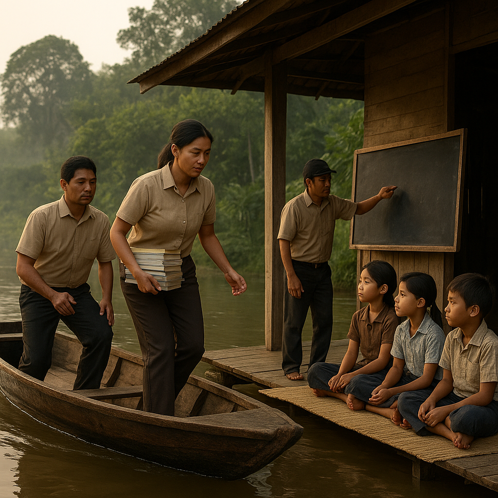 Sekolah di Atas Perahu: Guru-Guru Relawan Mengarungi Sungai Sei Pengayauan untuk Anak Perbatasan