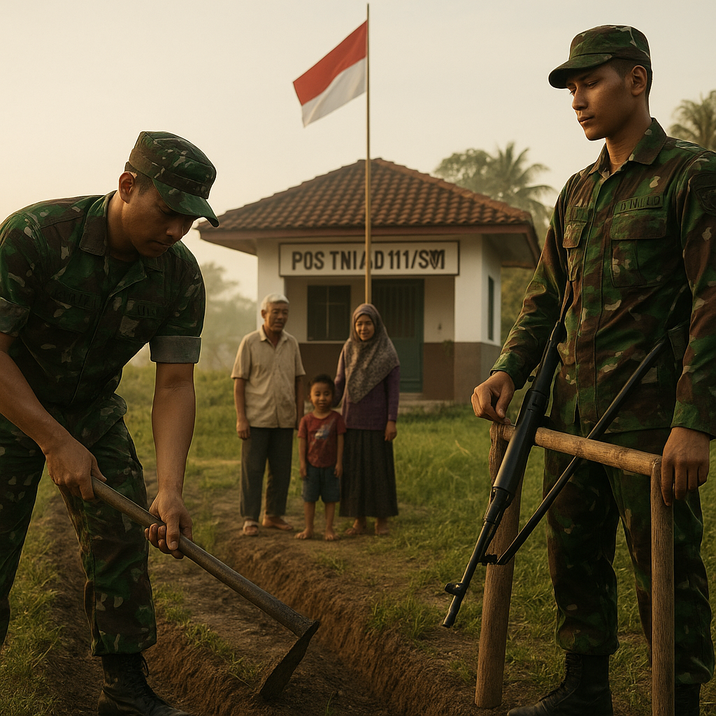 Gantung Tembakan Senapan & Bersihkan Parit, Rutinitas Harian Pos Terdepan di Sebatik Timur