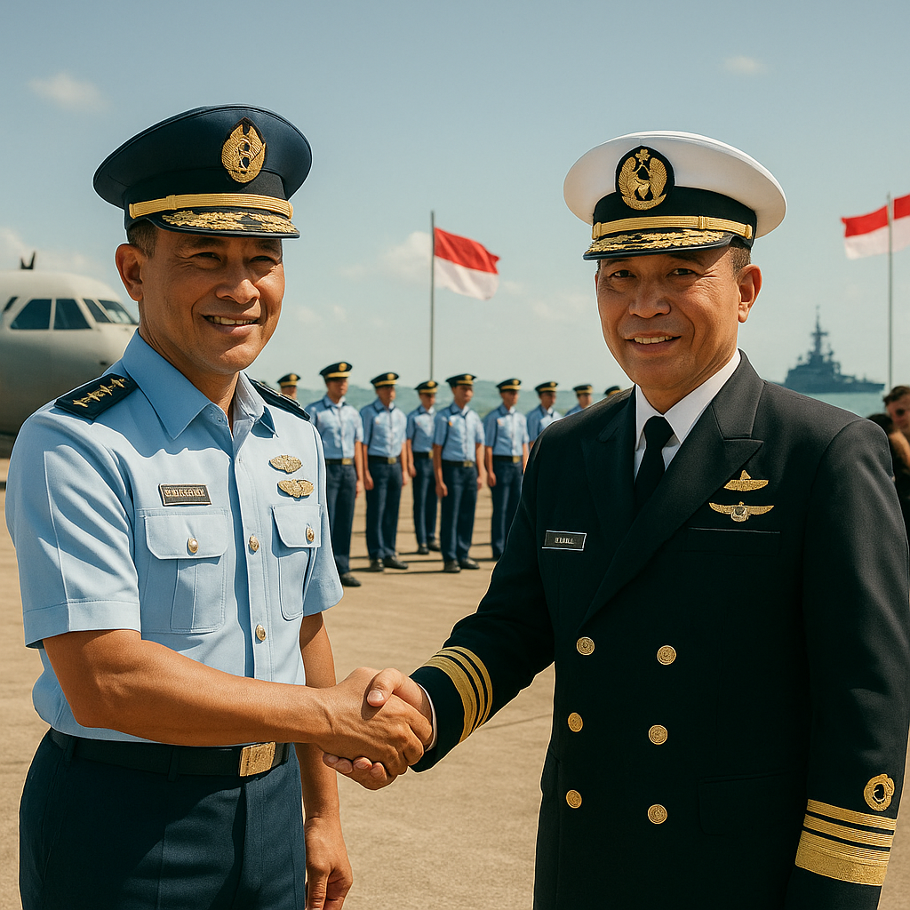 Perkuat Sinergi di Perbatasan, Danlanud RSA Natuna Sambut Hangat Kunjungan Kerja Pangkoarmada I