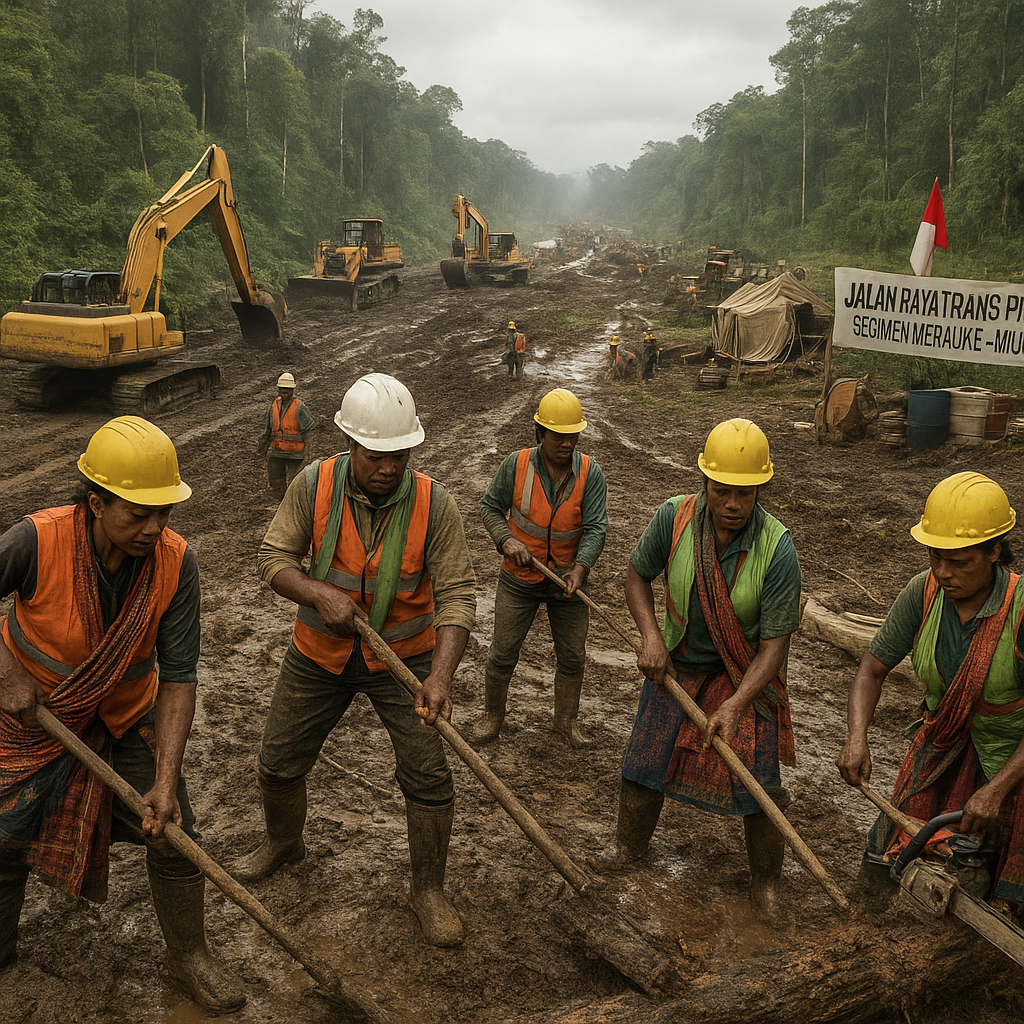 Jalan Raya Trans Papua Segmen Merauke-Muting: Ribuan Pekerja Berjibaku di Tengah Rawa dan Hutan Belantara