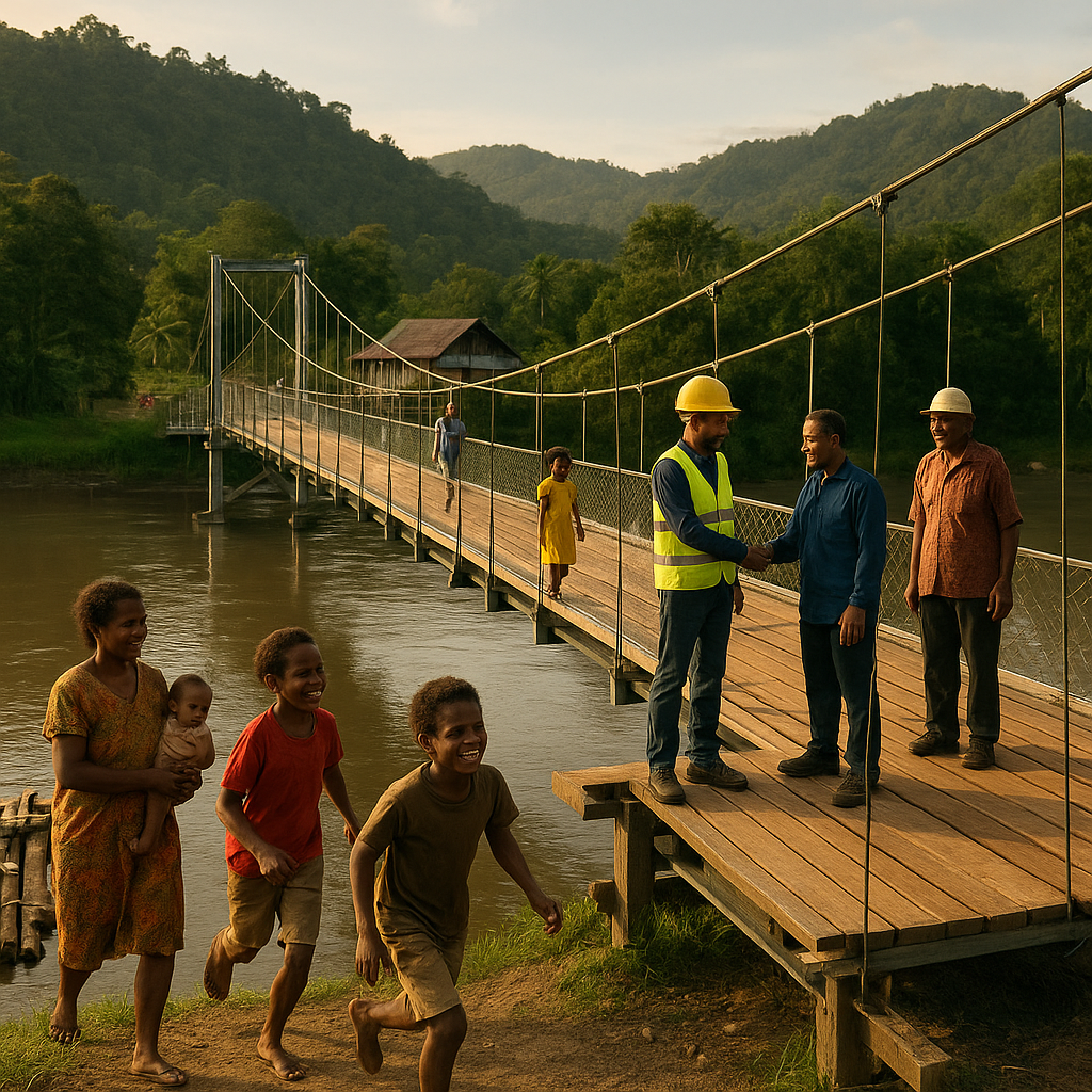 Pembangunan Jembatan Gantung di Perbatasan Papua, Harapan Baru Bagi Kampung Terisolasi