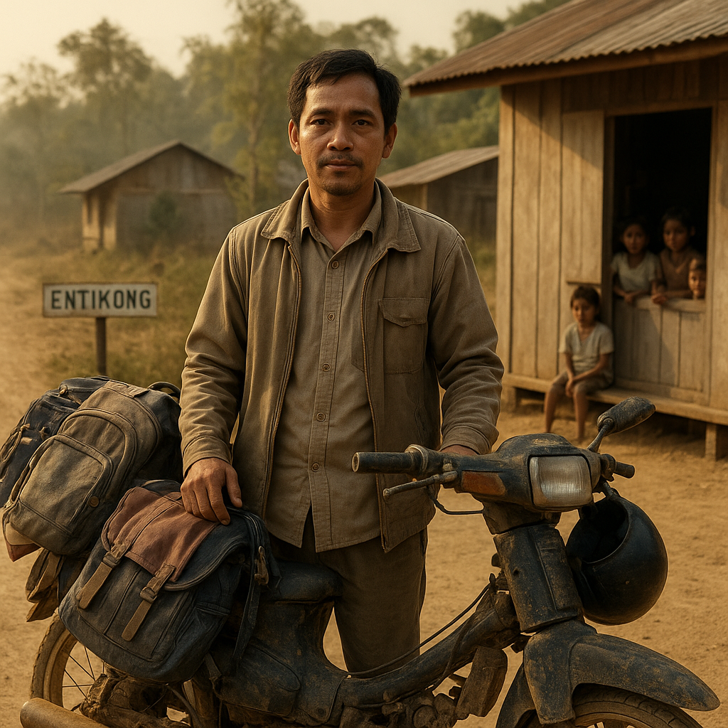 Guru Keliling di Perbatasan Kalbar: Mengajar Tiga Kampung dengan Sepeda Motor Tua