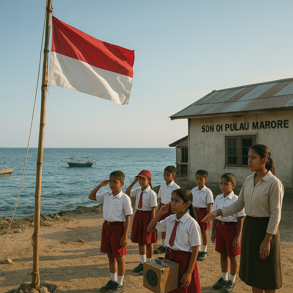 Upacara Bendera di Sekolah Pulau Terluar: Merah Putih Berkibar di Tengah Laut Lepas