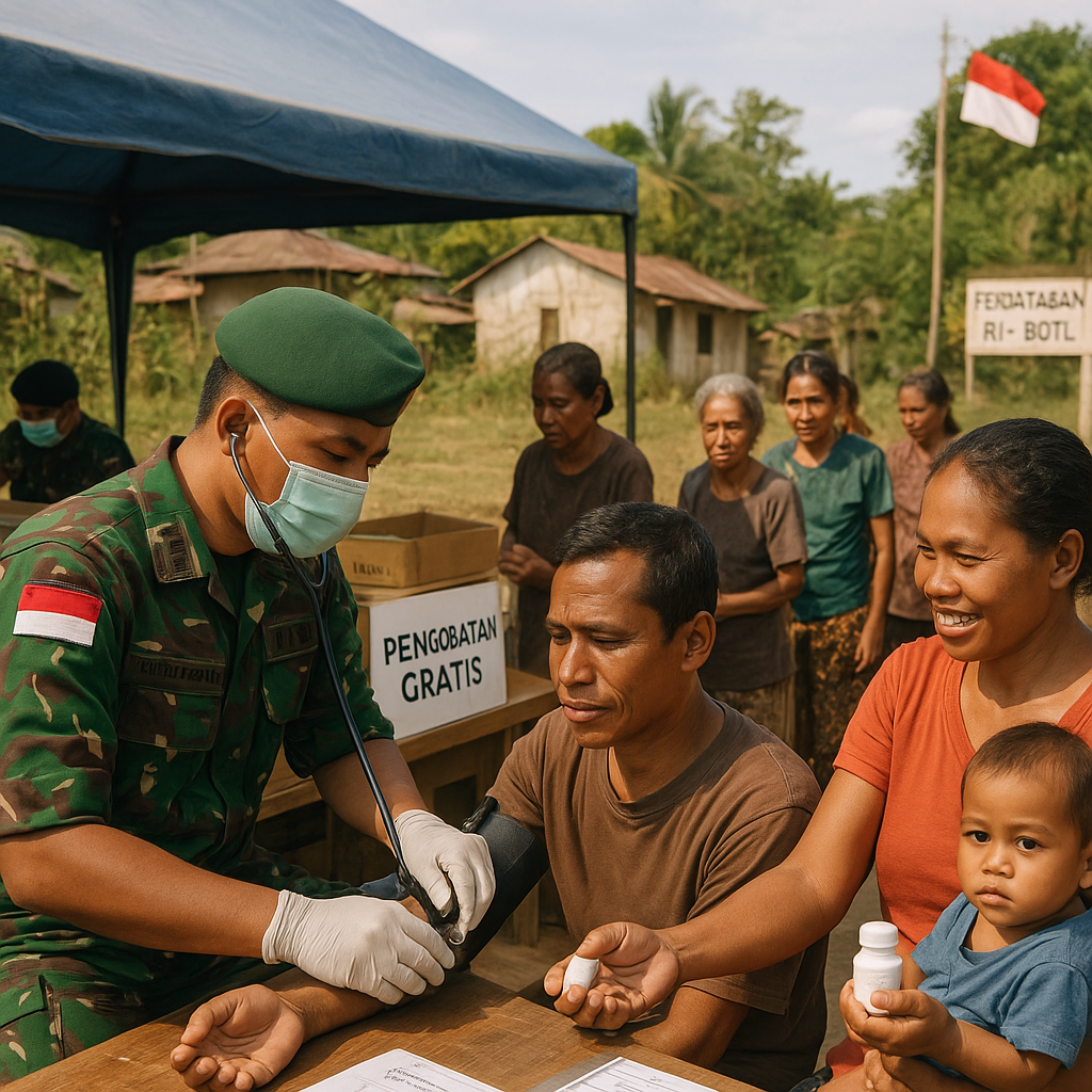 Satgas Yonarhanud 2 Kostrad Gelar Pengobatan Gratis di Perbatasan RI-RDTL