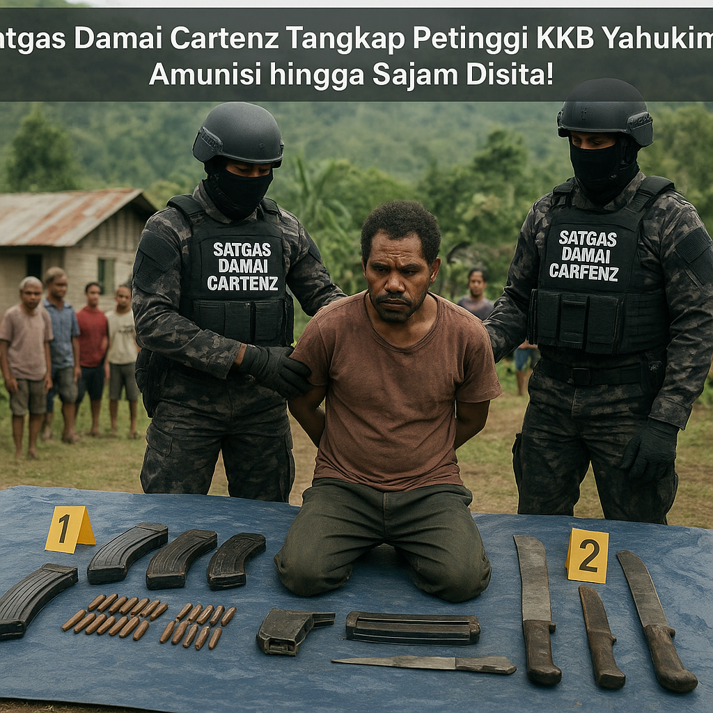 Satgas Damai Cartenz Tangkap Petinggi KKB Yahukimo, Amunisi hingga Sajam Disita!