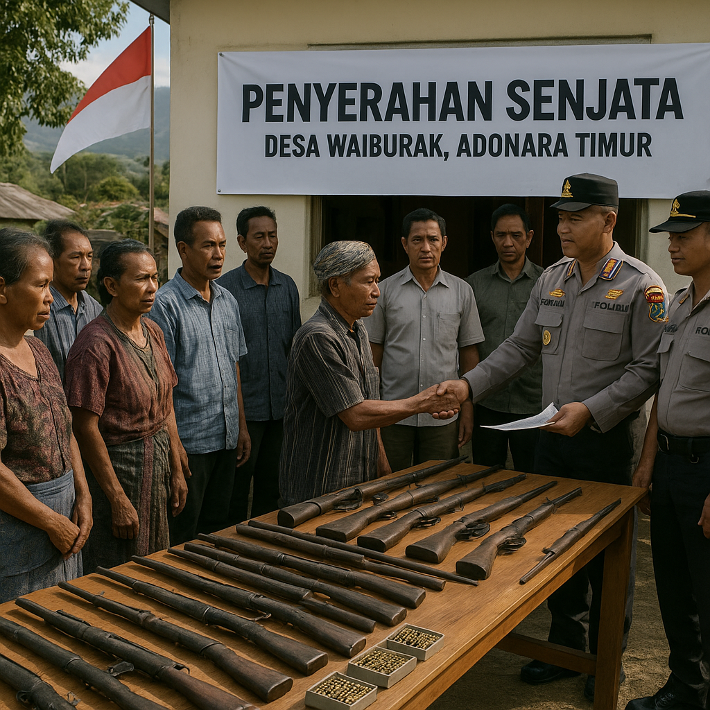 Warga di Adonara Menyerahkan 30 Pucuk Senjata Rakitan kepada Polisi