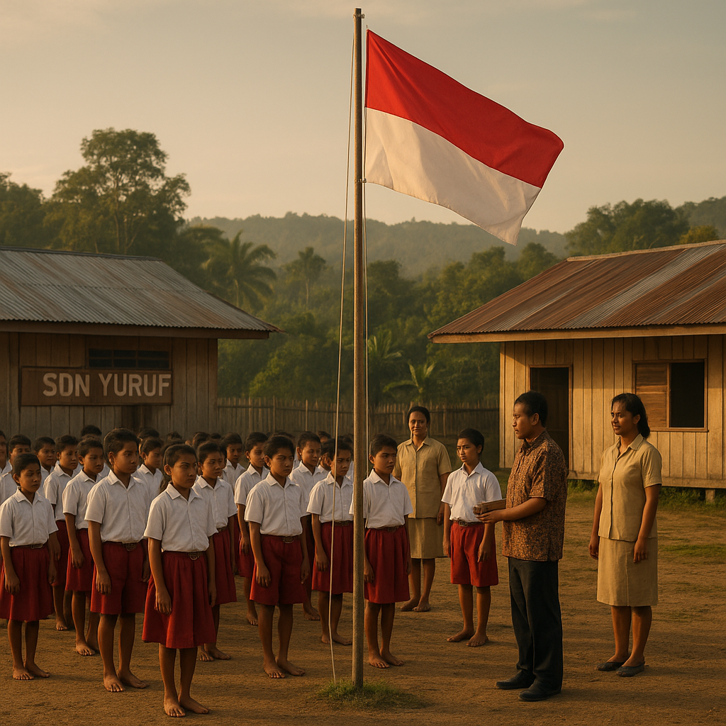 Upacara Bendera di Sekolah Perbatasan Papua Nugini: Semangat Merah Putih di Ujung Negeri