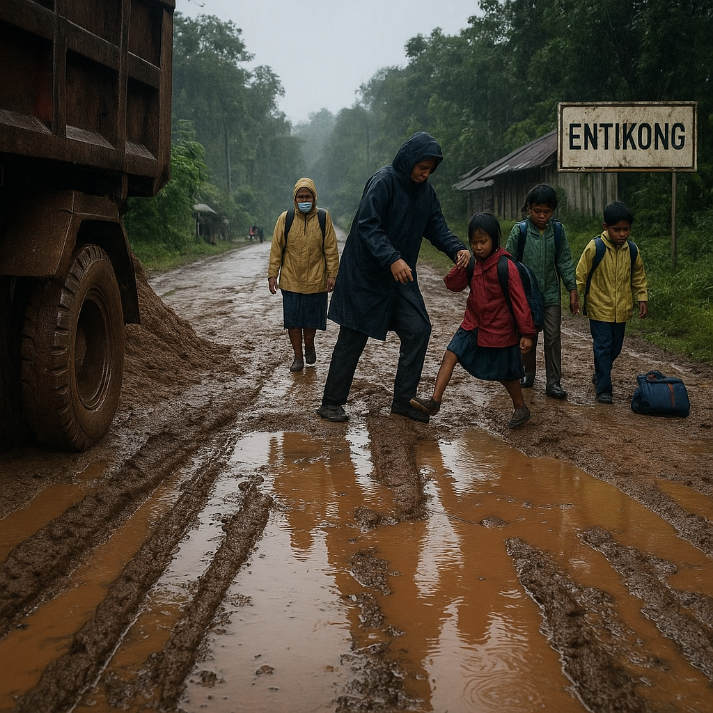 Jalan Tapal Batas: Jejak Truk Pasir dan Air Mata di Jalan Berlubang Entikong