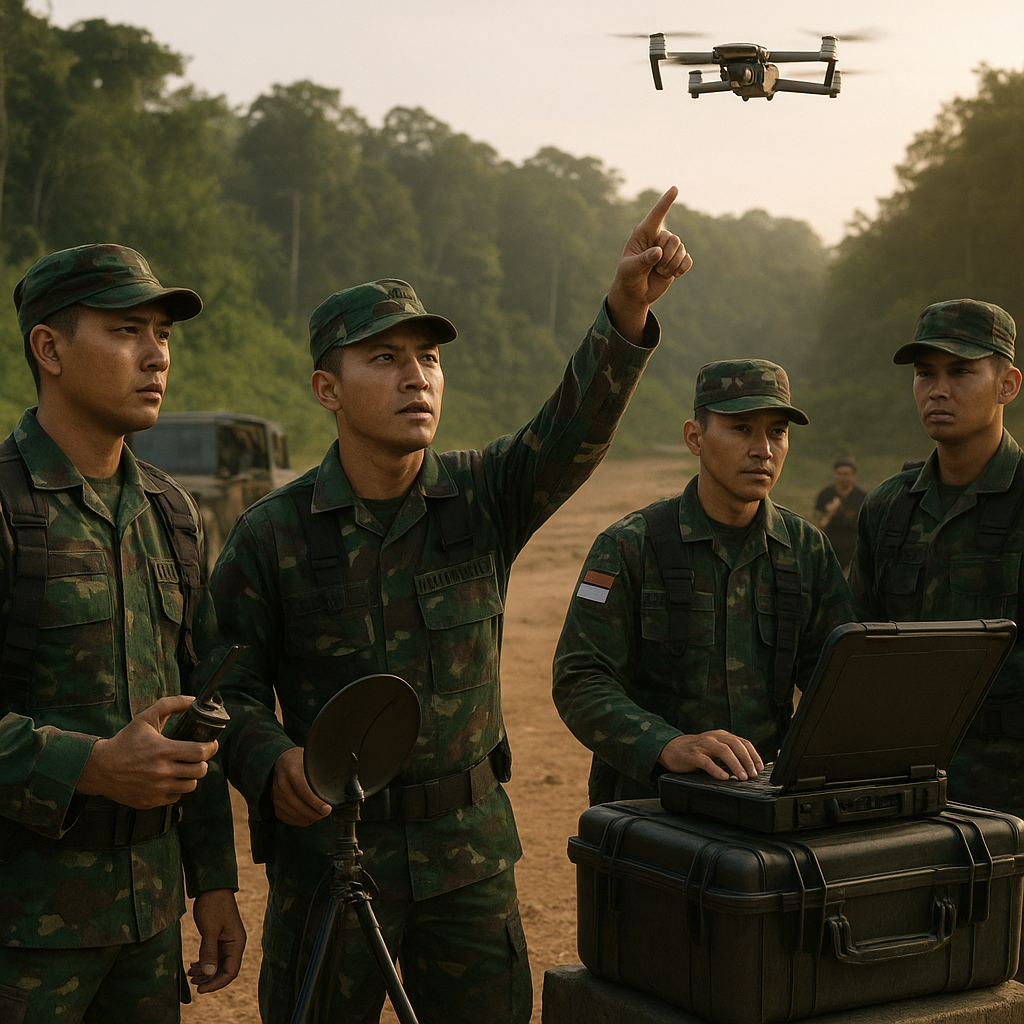 Satgas Pamtas RI-Malaysia Berlatih Deteksi Drone di Entikong
