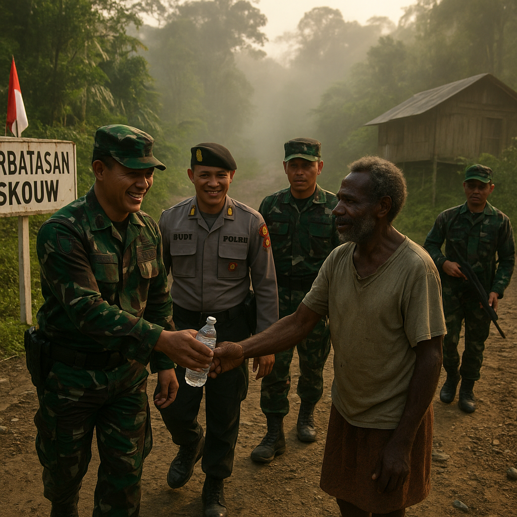Patroli Bersama TNI-Polri di Perbatasan Skouw, Papua