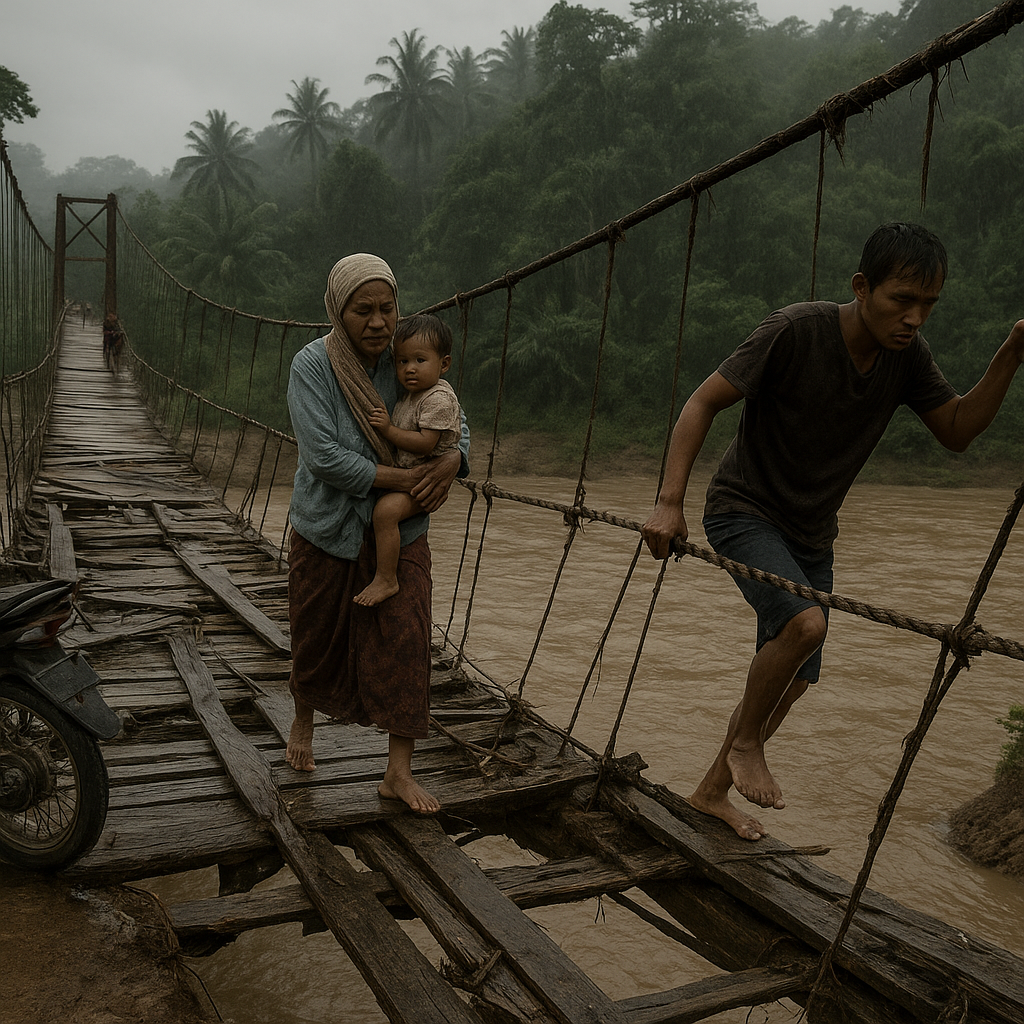 Jembatan Gantung Tamiyang: Nyawa Warga Perbatasan Kalbar di Ujung Tali Besi