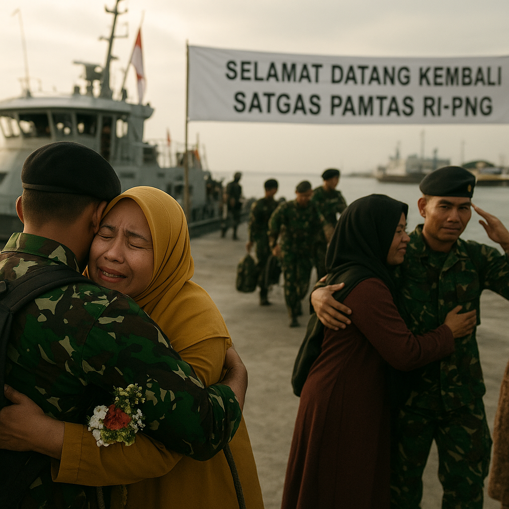 Suasana Haru Penyambutan Kepulangan Satgas Pamtas RI-Papua Nugini di Aceh