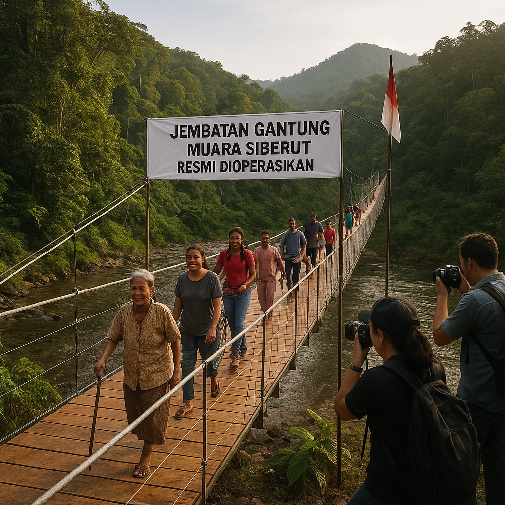 Penantian Puluhan Tahun Terjawab: Jembatan Gantung di Muara Siberut Akhirnya Dioperasikan