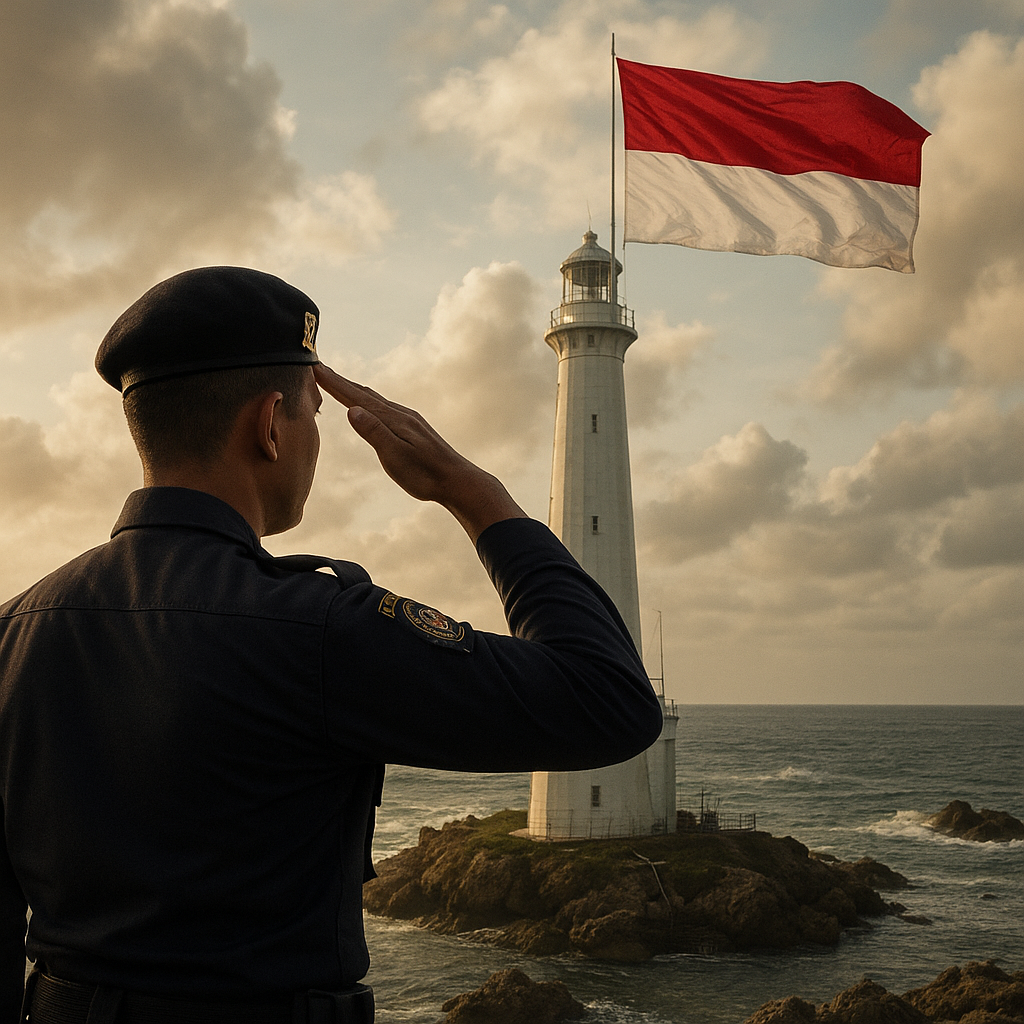 Bendera Merah Putih Berkibar di Atas Mercusuar Pulau Rondo, Titik Terbarat Indonesia