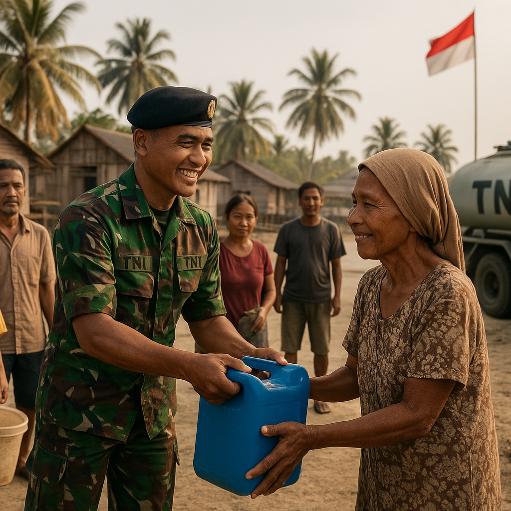 Prajurit TNI di Pulau Terdepan Rutin Bantu Air Bersih ke Warga, Sumur Mereka Asin