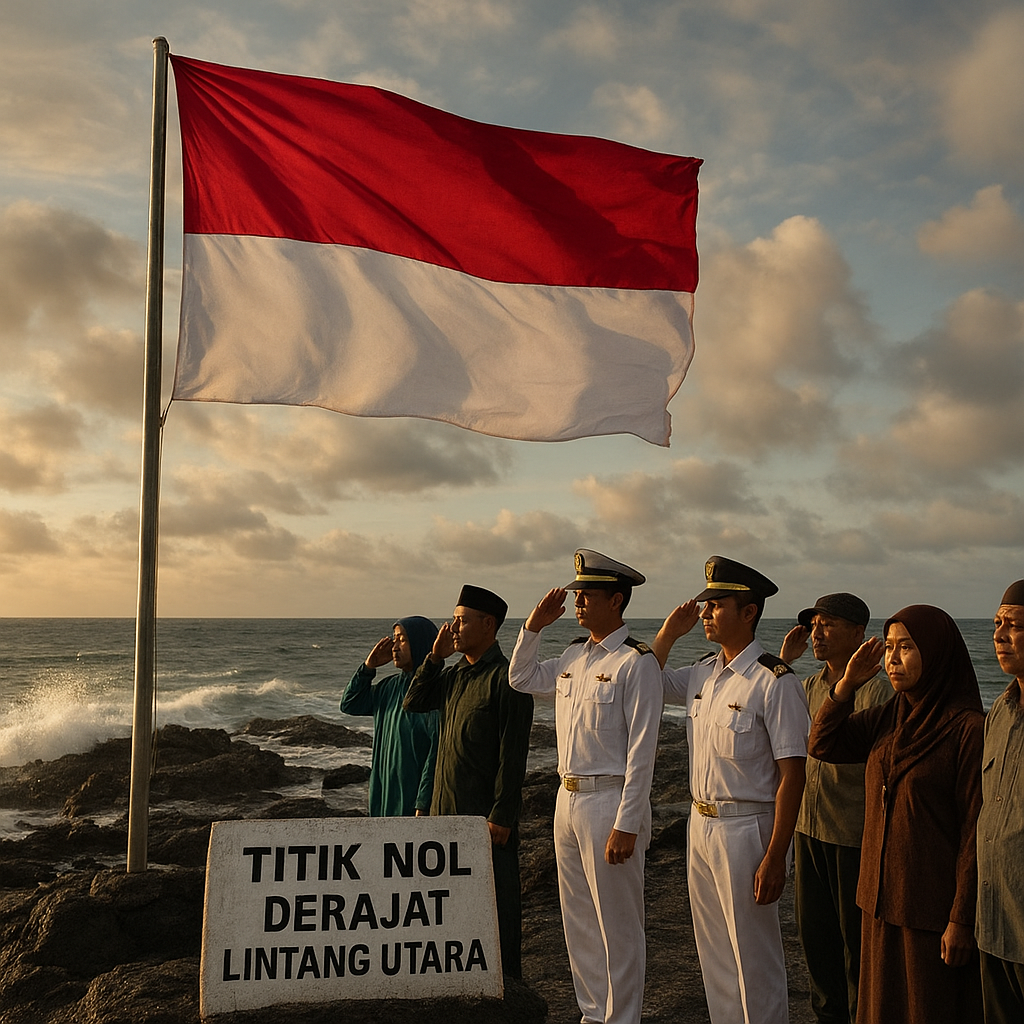 Upacara Bendera di Pulau Fani, Papua Barat Daya: Merah Putih Berkibar di Titik Nol Derajat Lintang Utara
