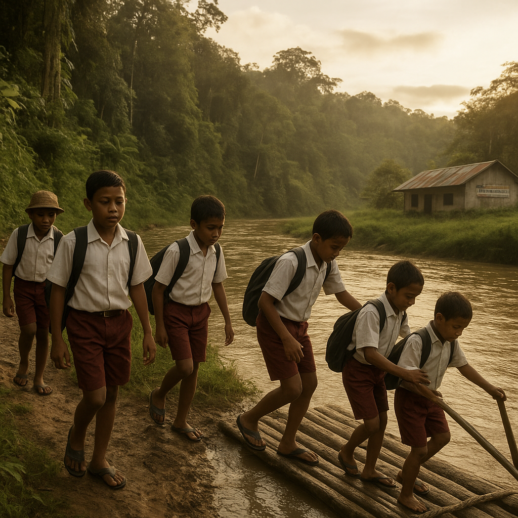 Perjalanan Siswa Perbatasan RI-Papua Nugini: Berjalan 3 Jam, Menyeberangi Sungai untuk Sekolah