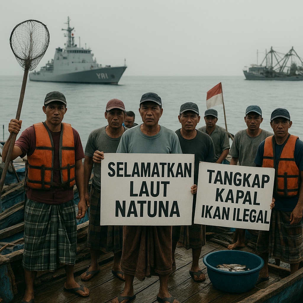 Nelayan Natuna Protes Kapal Asing: Laut yang Semakin Sepi Ikan di Bawah Pengawalan KRI