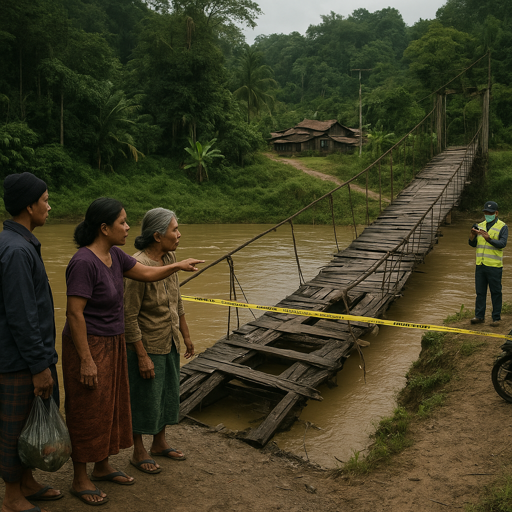 Jembatan Gantung Rusak di Perbatasan Entikong, Warga Harus Tempuh Jalan Memutar 4 Jam