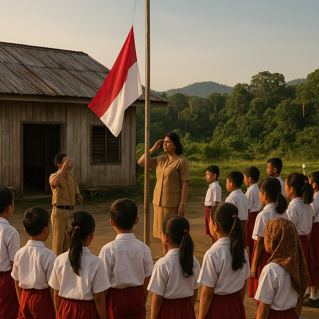 Pelajaran Bagi Negeri: Upacara Bendera di SDN 1 Long Bawan, Krayan