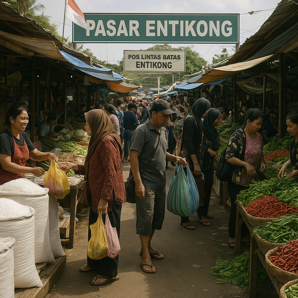 Pasar Lintas Batas Entikong Ramai, Warga Malaysia Beli Bahan Pokok Indonesia