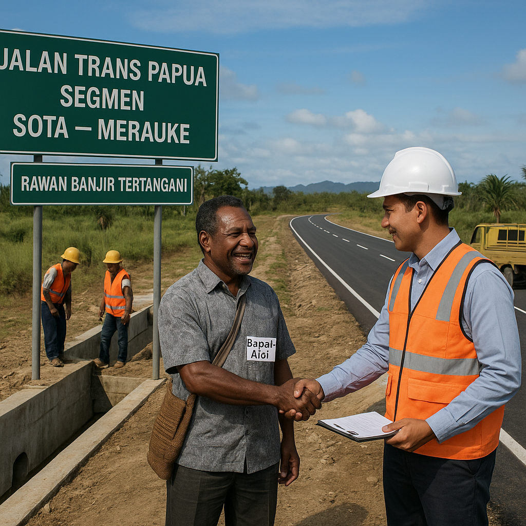Jalan Trans Papua Segmen Sota-Merauke Kini Tembus Rawan Banjir Tertangani