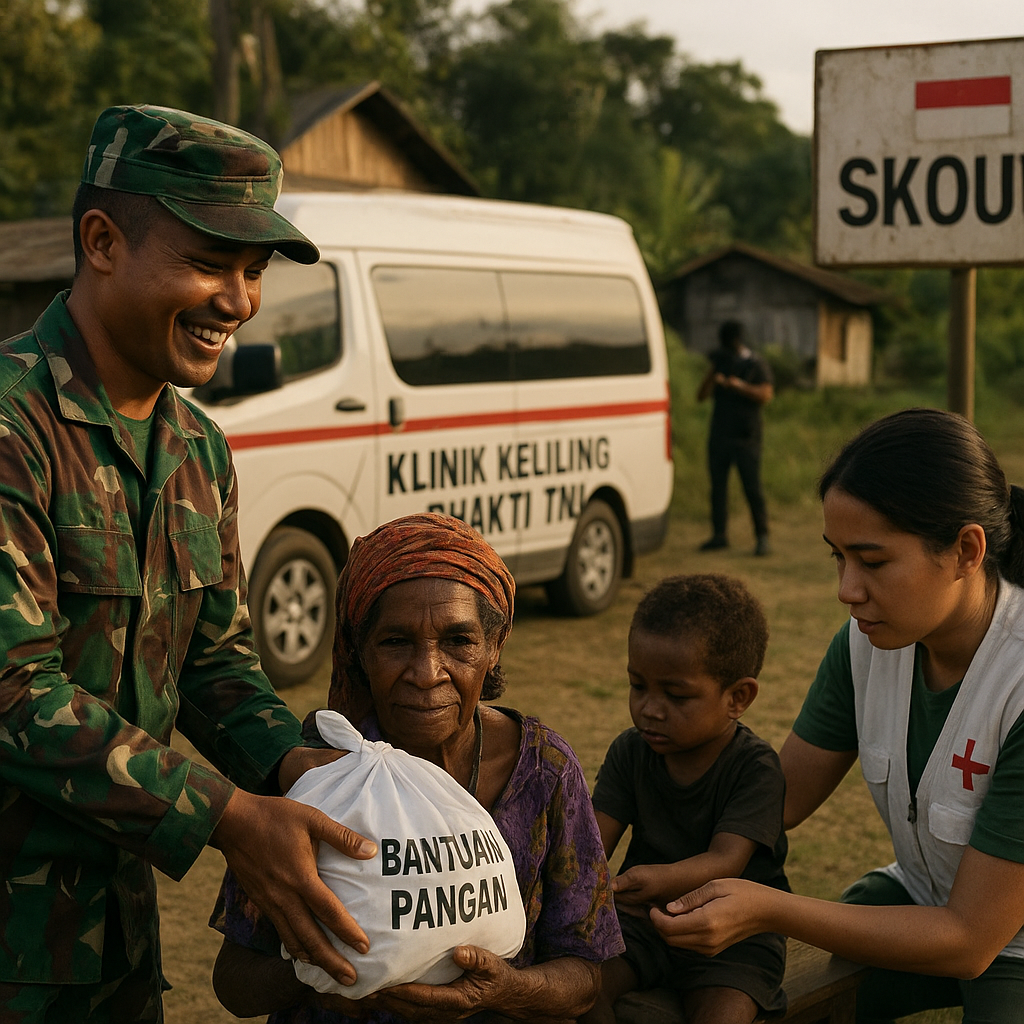Bhakti TNI di Perbatasan: Klinik Keliling dan Bantuan Pangan untuk Warga Skouw