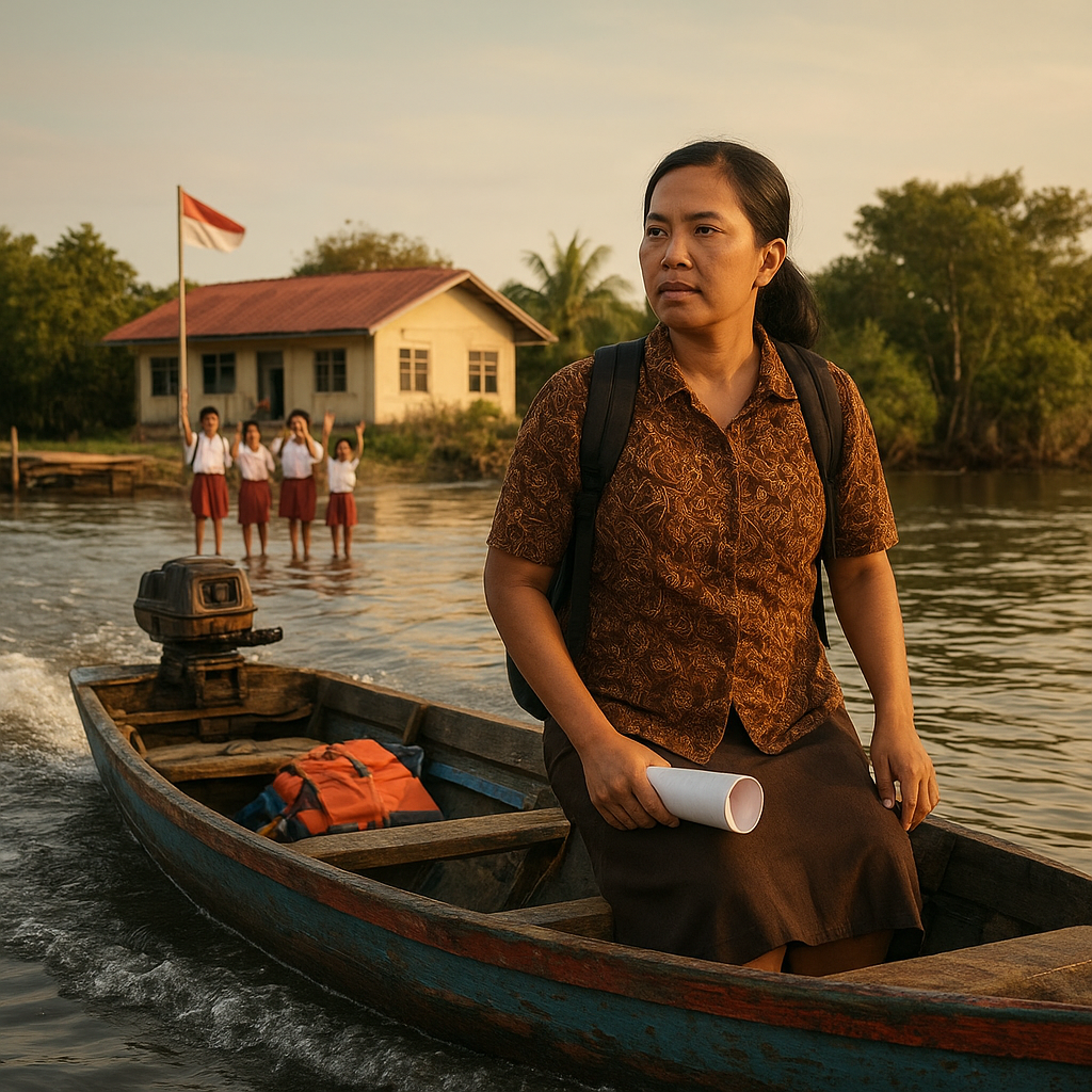 Guru SD Negeri di Pulau Sebatik: Mengajar dengan Perahu, Demi Masa Depan Anak Perbatasan