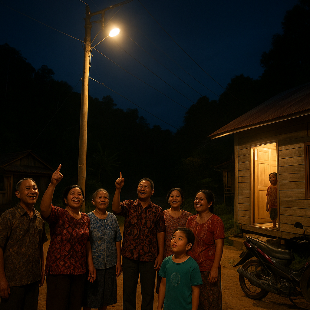 Listrik Masuk Desa Terpencil Perbatasan RI-Malaysia di Kapuas Hulu, Warga: ‘Akhirnya Kami Bisa Melihat Malam’