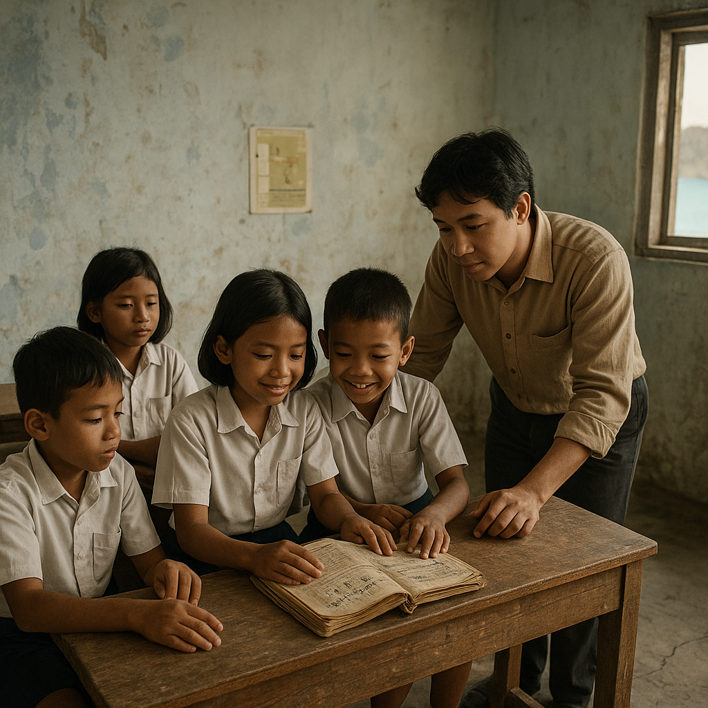 Kisah Guru di Pulau Terluar: Mengajar dengan Satu Buku untuk Tiga Siswa