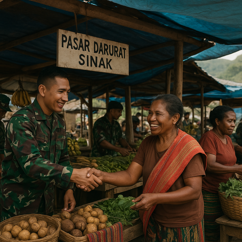 Prajurit Ksatria Jaya Borong Dagangan Mama Papua, Hidupkan Ekonomi Sinak