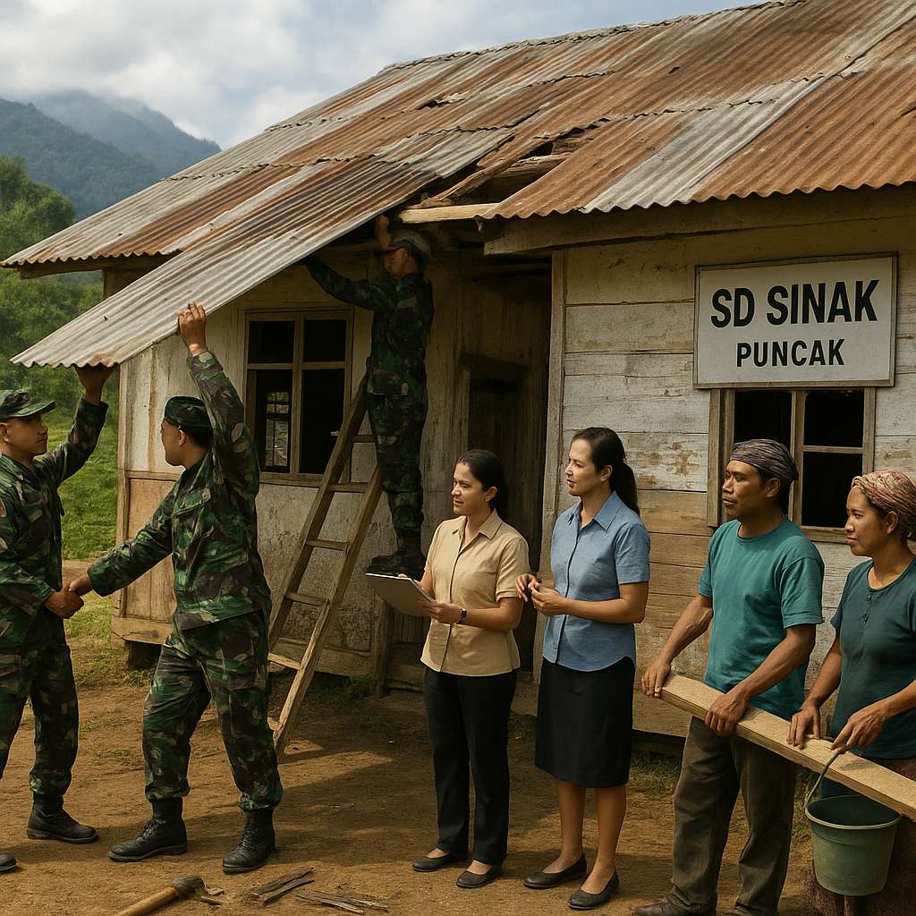 Demi Pendidikan Papua, Gotong Royong di SD Sinak: TNI, Guru, dan Warga Satu Hati