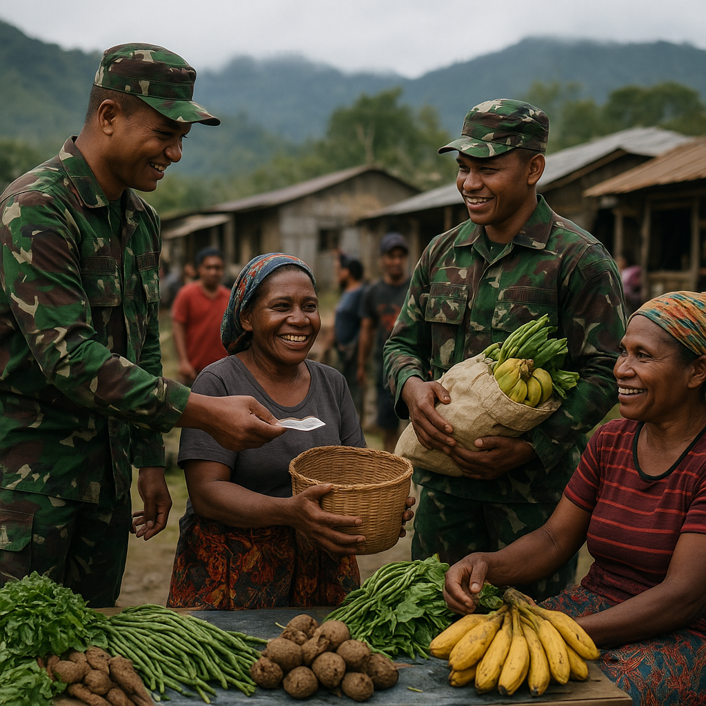 Borong Sayur dan Pisang Mama Papua: TNI Gerakkan Ekonomi Sederhana di Sinak