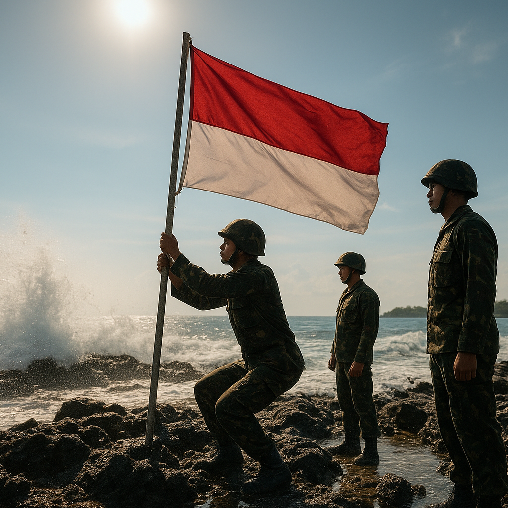 Prajurit TNI di Pulau Miangas Rutin Kibarkan Bendera di Titik Terdepan, Dihadang Ombak dan Terik