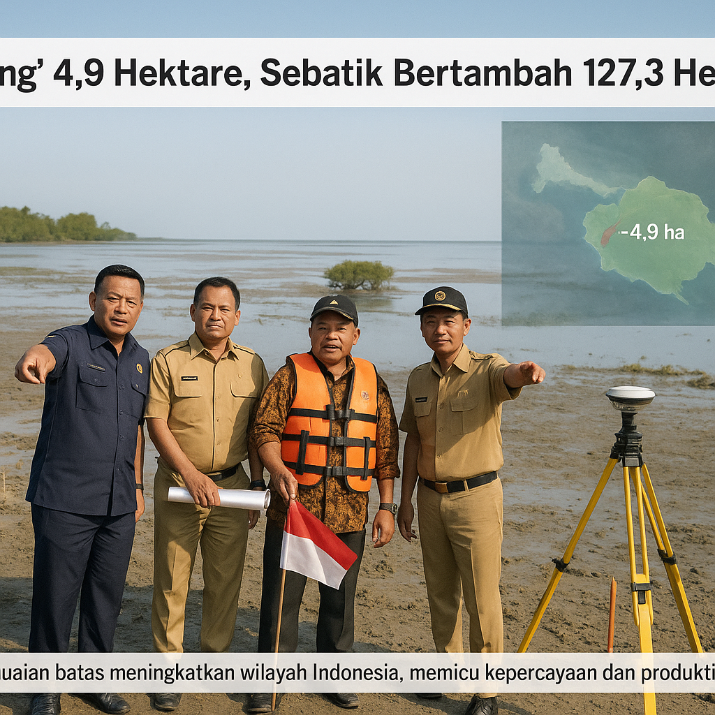 “Hilang” 4,9 Hektare, Sebatik Bertambah 127,3 Hektare