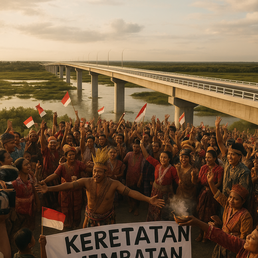 Jembatan Penghubung Nusa Tenggara Timur-Papua Akhirnya Tembus, Warga Rayakan dengan Tradisi