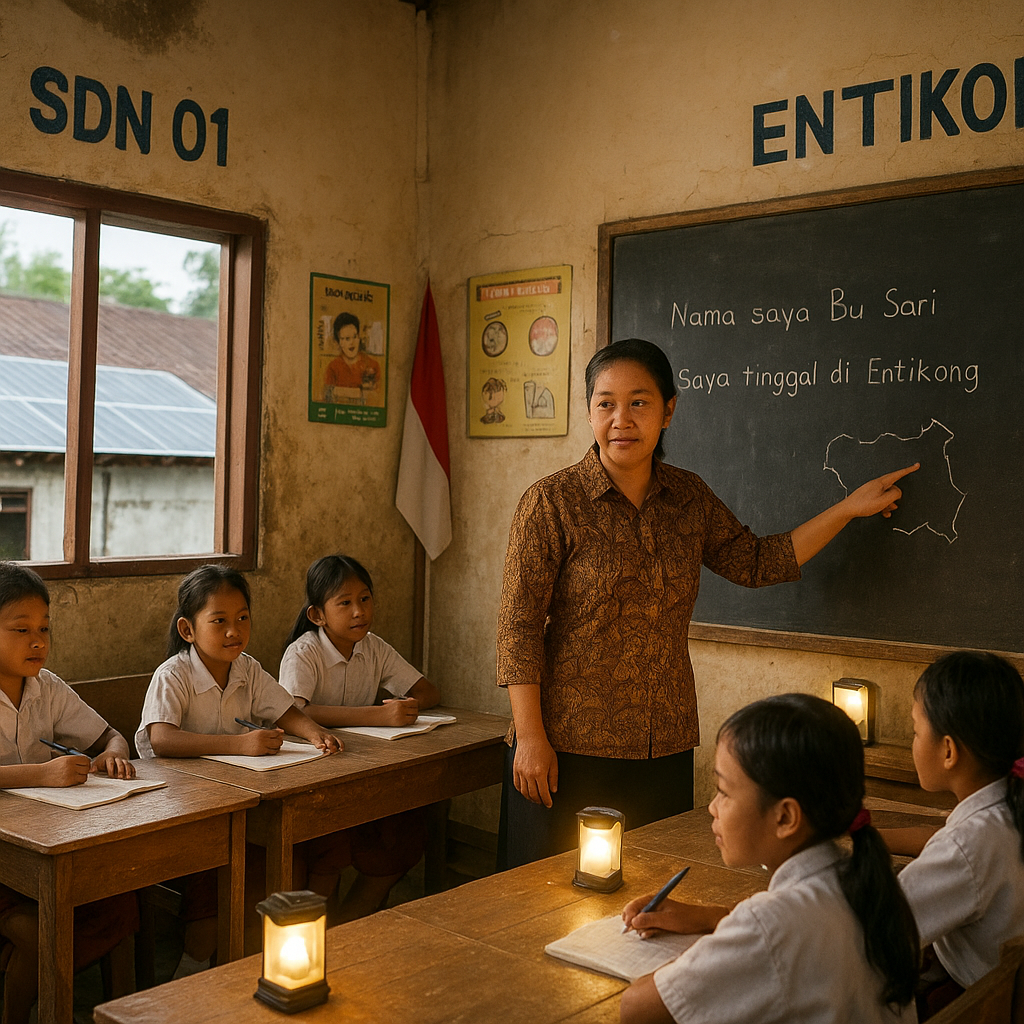 Suara Guru Honorer di Sekolah Perbatasan Entikong: Mengajar dengan Listrik Tenaga Surya dan Semangat Tanpa Batas