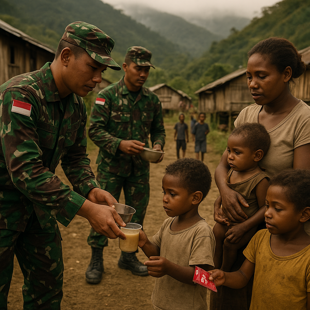 TNI Bagikan Makanan Bergizi untuk Anak-anak Sinak, Upaya Cegah Stunting di Pedalaman Papua